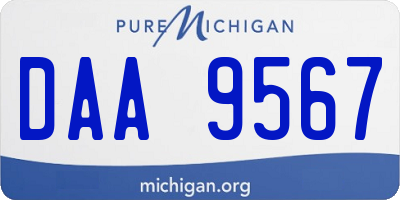 MI license plate DAA9567