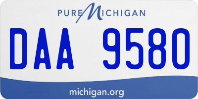 MI license plate DAA9580