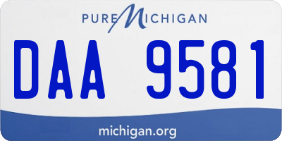 MI license plate DAA9581