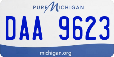 MI license plate DAA9623