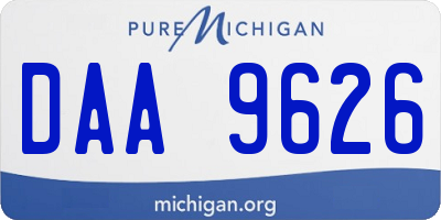 MI license plate DAA9626