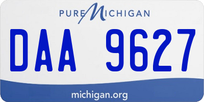 MI license plate DAA9627