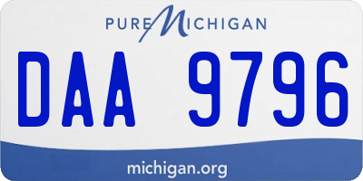 MI license plate DAA9796