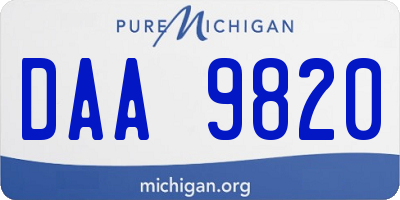 MI license plate DAA9820