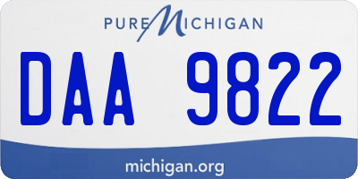 MI license plate DAA9822