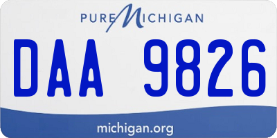 MI license plate DAA9826