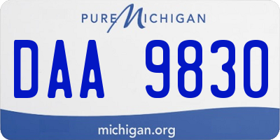 MI license plate DAA9830