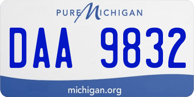 MI license plate DAA9832