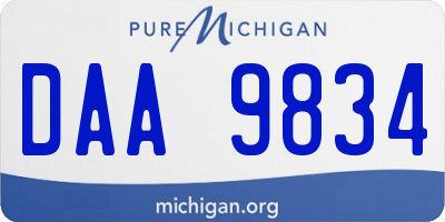 MI license plate DAA9834