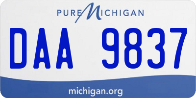 MI license plate DAA9837