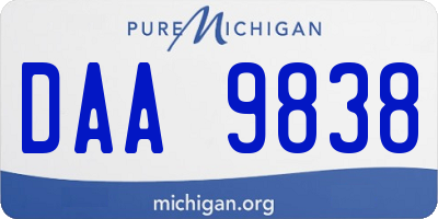 MI license plate DAA9838