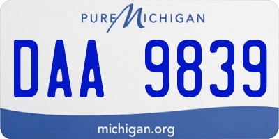 MI license plate DAA9839