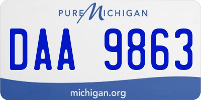 MI license plate DAA9863