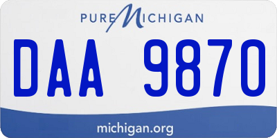 MI license plate DAA9870