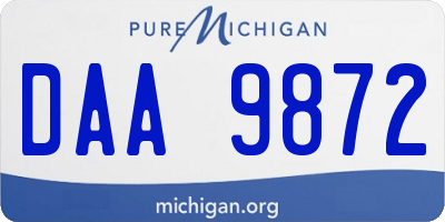 MI license plate DAA9872