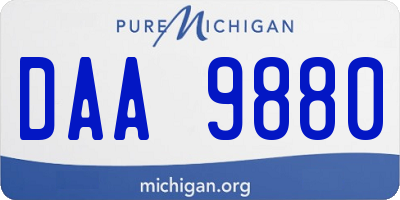 MI license plate DAA9880