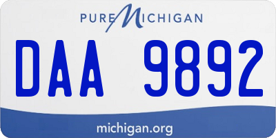 MI license plate DAA9892