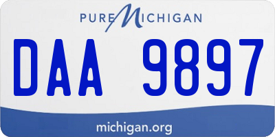 MI license plate DAA9897