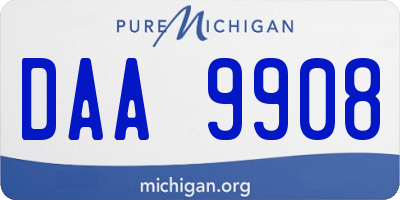MI license plate DAA9908