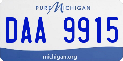 MI license plate DAA9915