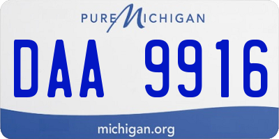 MI license plate DAA9916