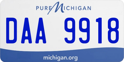 MI license plate DAA9918