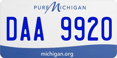 MI license plate DAA9920