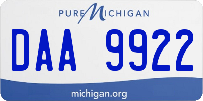 MI license plate DAA9922
