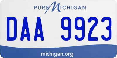 MI license plate DAA9923