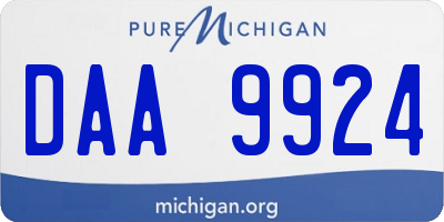 MI license plate DAA9924