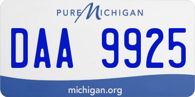 MI license plate DAA9925