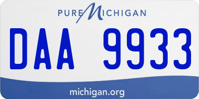 MI license plate DAA9933