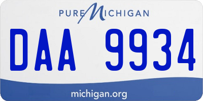 MI license plate DAA9934