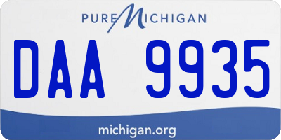 MI license plate DAA9935
