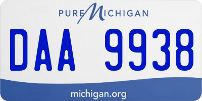 MI license plate DAA9938
