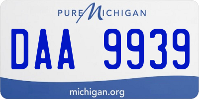 MI license plate DAA9939