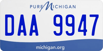 MI license plate DAA9947