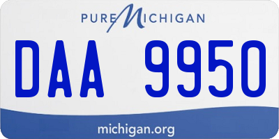 MI license plate DAA9950