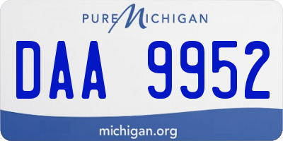 MI license plate DAA9952