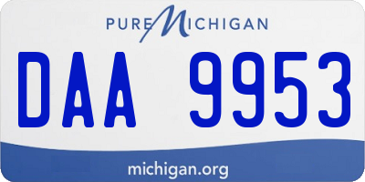 MI license plate DAA9953