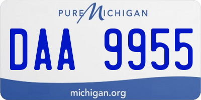 MI license plate DAA9955