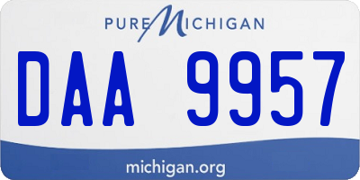 MI license plate DAA9957