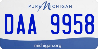 MI license plate DAA9958