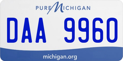 MI license plate DAA9960