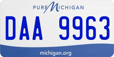 MI license plate DAA9963