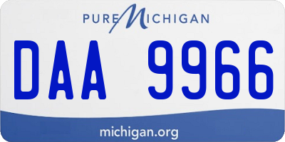 MI license plate DAA9966