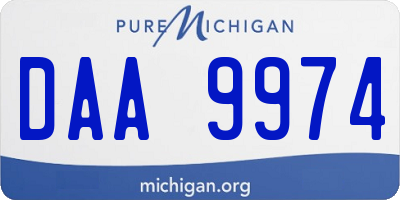 MI license plate DAA9974