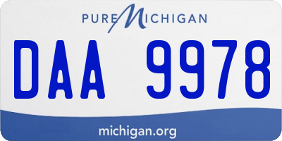 MI license plate DAA9978