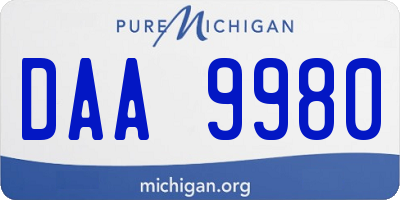 MI license plate DAA9980