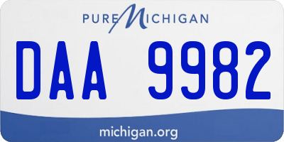 MI license plate DAA9982